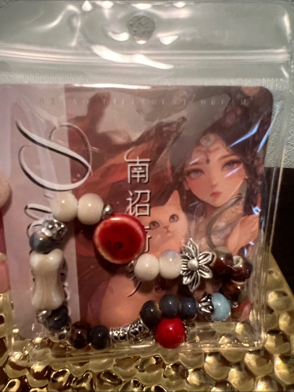 #2269**Handmade Women's Beaded Bracelet with Red Accent - Picture 1 of 16